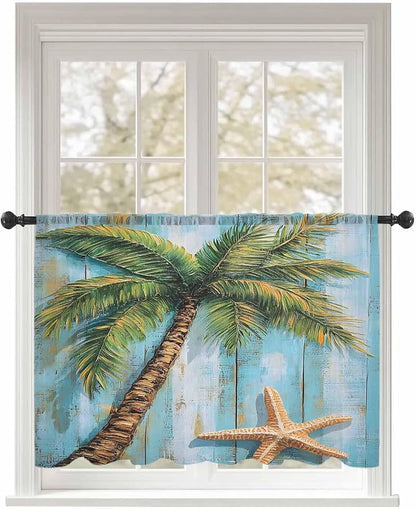 Sheer Curtains 45 Inch Length, Coastal Beach Tree Semi Sheer Curtains Light by Unknown