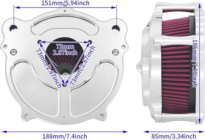 HDBUBALUS Motorcycle CNC Spike Air Cleaner Air Filter Intake System Filter - Image 5