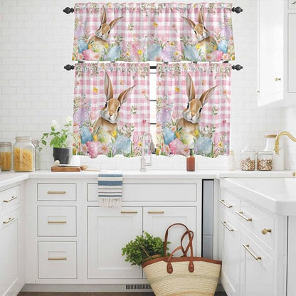 Kitchen Curtains Tiers and Valance Set of 3, Easter Light Filtering Window - Image 3