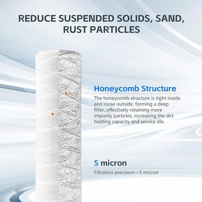 BLUERISE 5 Micron 10"x2.5" Wire Wound Whole House Water Filter Replacement - Image 5