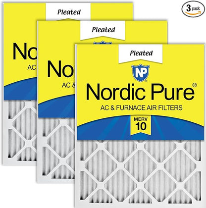 Nordic Pure 12x20x1 Pleated MERV 10 Air Filters 3 Pack by NordicPure