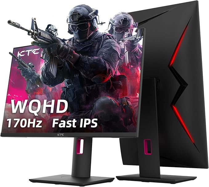 KTC 27'' 2K 170Hz Gaming Monitor - Fast IPS 1ms GTG Pc Monitor with FreeSync G-Sync, HDMI/DP/USB Ports, Height/Tilt/Swivel/Pivot Adjust, 131% sRGB and 97% DCI-P3 Color Gamut for Vertical Monitor