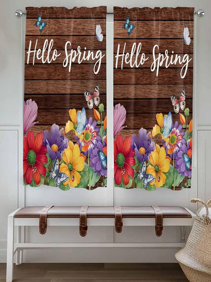 Spring Flowers Bedroom Curtains 63 Inches length, Watercolor Farmhouse Colorful - Image 4