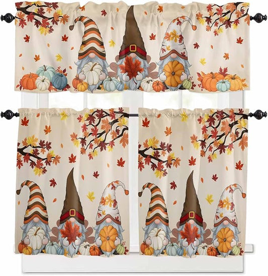 Fall Kitchen Curtain Set, Light Filtering Short Curtains Valance by Unknown