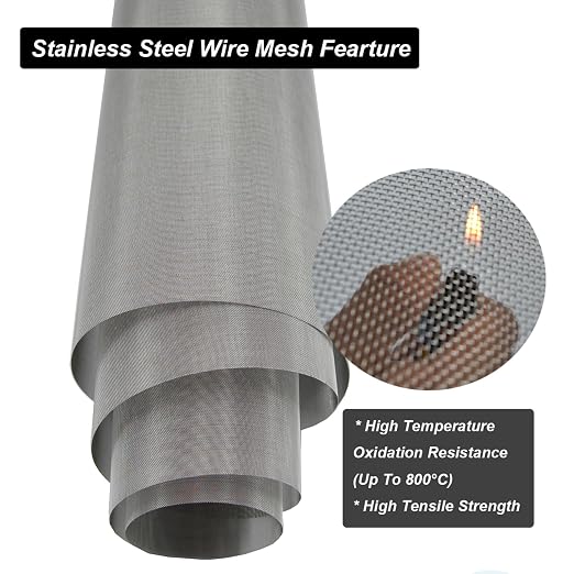 304 Stainless Steel Mesh 100Mesh, 15.7"x47.2" Metal Mesh Screen, Woven Fine - Image 3