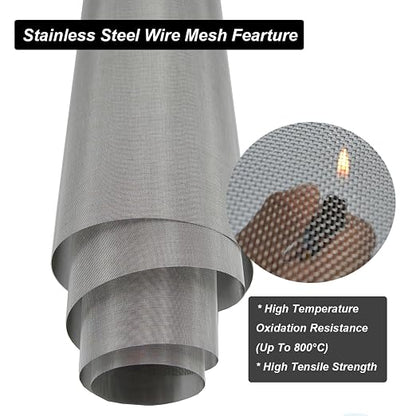 304 Stainless Steel Mesh 100Mesh, 15.7"x47.2" Metal Mesh Screen, Woven Fine - Image 3