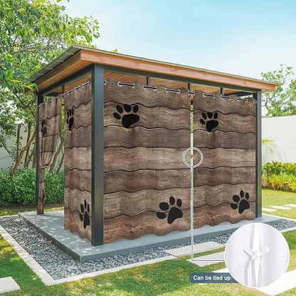 Wood Grain Outdoor Curtains for Patio Claws Animals Wooden Brown Vintage - Image 7