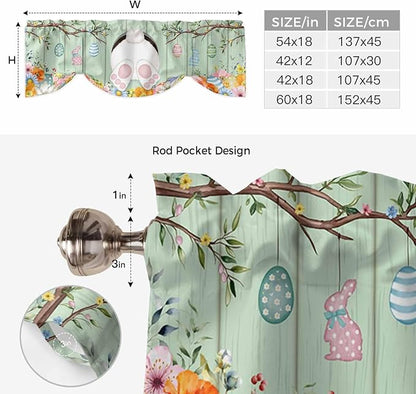 Easter Tie Up Valance Curtains for Windows, Kitchen Curtains Window Shades - Image 6
