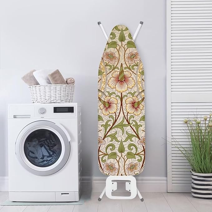 ZCFYGDX William Morris Art Ironing Board Covers,Stain Resistant & Anti-Scorch Elastic Edges Nylon Buckle Straps Hook & Loop Fastener Strap,Easy Install of Protective Decorative Cover 15x54 Inch