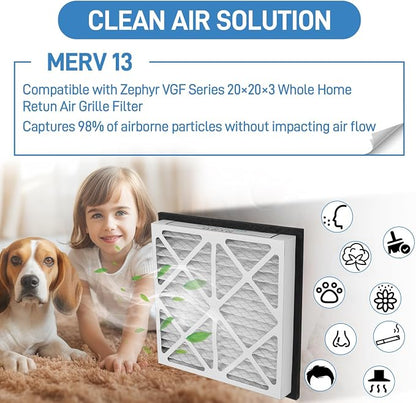 20x20x3 MERV 13 Pleated Air Filter Compatible - Image 2