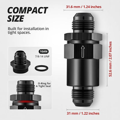 EVIL ENERGY 10AN Billet Inline Fuel Filter 30 Micron Aluminum Black - Image 2