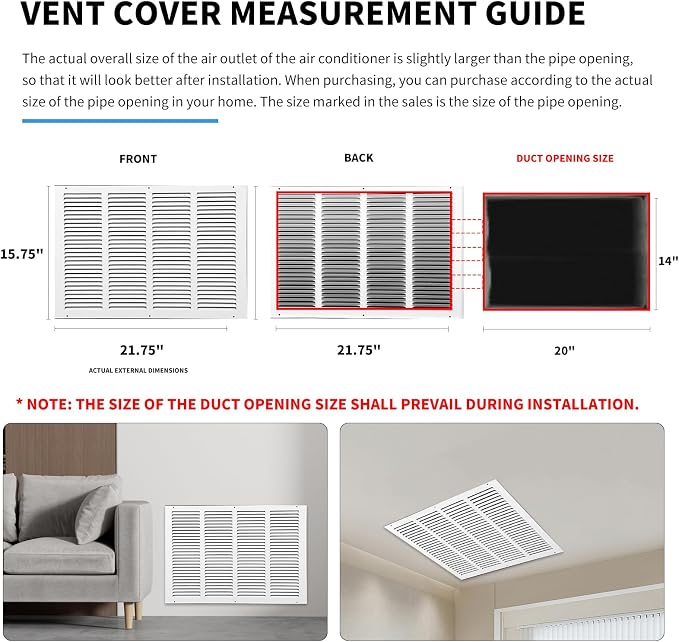 Vent Cover 20 x 14, Air Return Vent Cover, Flat Vent Cover, Rejillas De Aire - Image 4