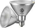 EdisonPar Full-Glass PAR38 LED Flood Light Bulbs Outdoor/Indoor Equivalent 350 Watt, 5500 Lumens Ultra Bright, Non-Dimmable Waterproof 5000K Daylight, 2-Pack