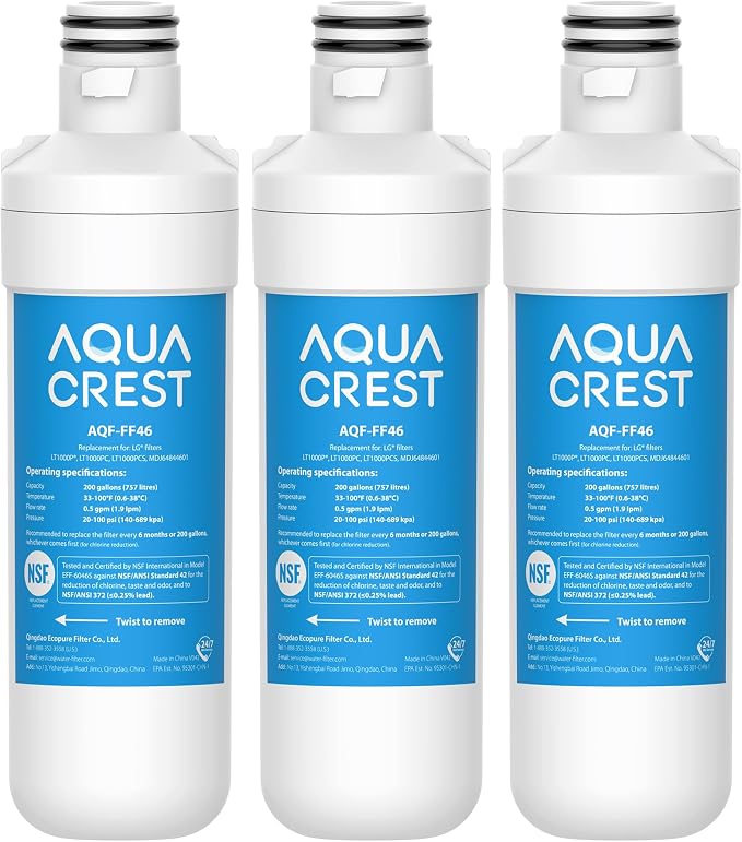 AQUA CREST LT1000PC ADQ747935 MDJ64844601 Refrigerator Water Filter, Replacement by AQUACREST