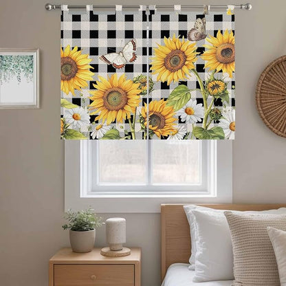 Sunflowers Bedroom Curtains 63 Inch Length, Window Curtains Tab Top - Image 9