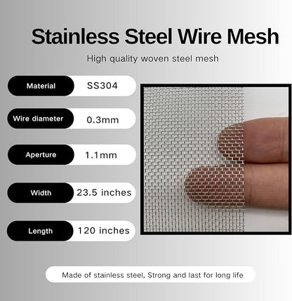 20 Mesh Stainless Steel 304 Wire Mesh Fence Screen 23.5 inches x 10 feet - Image 5