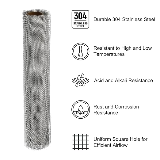PATIKIL 40" L x 10" W Woven Wire Mesh, 16 Mesh 304 Stainless Steel Air Vent - Image 3