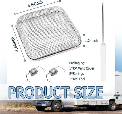 4.64×4.64 Inch RV Vent Cover Stainless Steel, RV Furnace Vent Screen & - Image 2