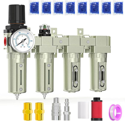 3/4" NPT Heavy Duty Industrial Grade 4 Stage Air Drying System, Coalescing by MEANLINMEASURE