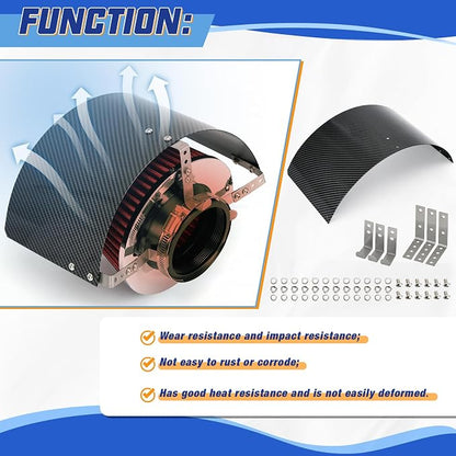 PTNHZ Universal Stainless Steel Air Intake Filter Cover Heat Shield Fits - Image 5