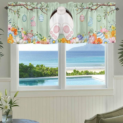 Easter Curtain Valances for Windows, Kitchen Valance Window Treatment, Spring - Image 3