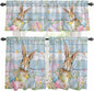 Kitchen Curtains Tiers and Valance Set of 3, Easter Light Filtering Window by Anzona