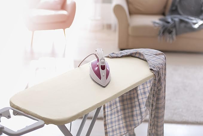 Encasa XO Ironing Board Cover and Pad 54"x18" - 4mm Felt X-Large Iron Board Cover with Padding - Heat Resistant, Stain-Safe Dye, Non Slip Elastic Bungee Cord Tightening Iron Table Cover Natural