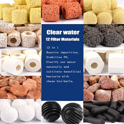 Hamiledyi Aquarium Filter Media 12 in 1 Bio Balls Ceramic Rings Fish Tank Pond - Image 3