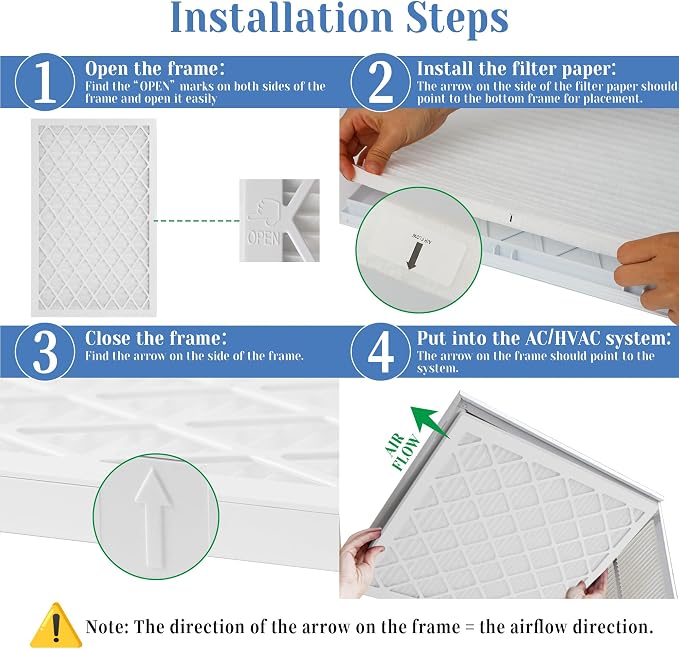 16x25x1 MERV 11 Air Filter, Quality AC/HVAC Furnace Filter，2 Reusable ABS Frame - Image 3