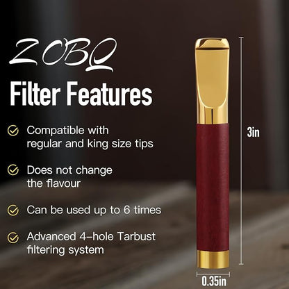 Reusable Washable Cigarette Filter Handcrafted Wood Metal Smoking Cigarette - Image 4