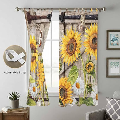Farmhouse Sunflowers Living Room Curtains 84 Inch Length, Window Curtains Tab - Image 5
