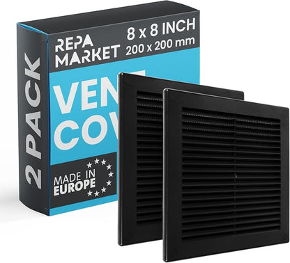 Repa Market 8 x 8 Inch Black Square Air Vent Cover by RepaMarket