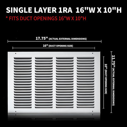 16x10 Return Air Grille, Air Return Vent Cover, Flat Vent Cover, Rejillas De - Image 2