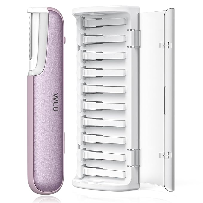 Dermaplaning Tool for Women Face - Edge Technology Sonic Dermaplane Razor for Facial Exfoliation & Peach Fuzz Hair Removal with 10 Refill Blades (Purple)