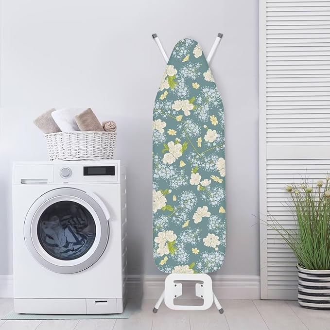 ZCFYGDX Dandelion Flower Print Ironing Board Cover Decor, Resist Scorching & Staining, Easy to Install Resistant Elastic Edges, 3 Nylon Buckle Straps Fasteners, Protective Scorch Cloth Covers Size-L