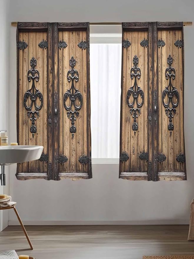 Sheer Curtains 63 Inch Length, Barn Door Semi Sheer Curtains Light Filtering - Image 5