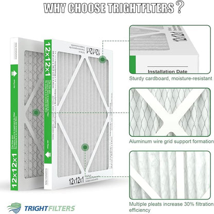 12x12x1 Air Filter 4 Pack, MERV 8 Pleated Dust Defense Air Filters Replacement - Image 4