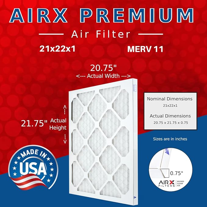 AIRX FILTERS WICKED CLEAN AIR. 21x22x1 Air Filter MERV 11 Electrostatic Pleated - Image 2