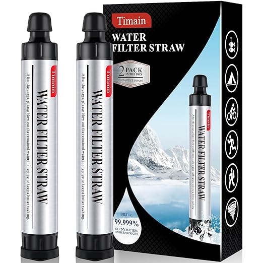 2 Pack Timain 4-Stage Filtration, High Flow Rate Water Filter Straw, Water by TIMAIN