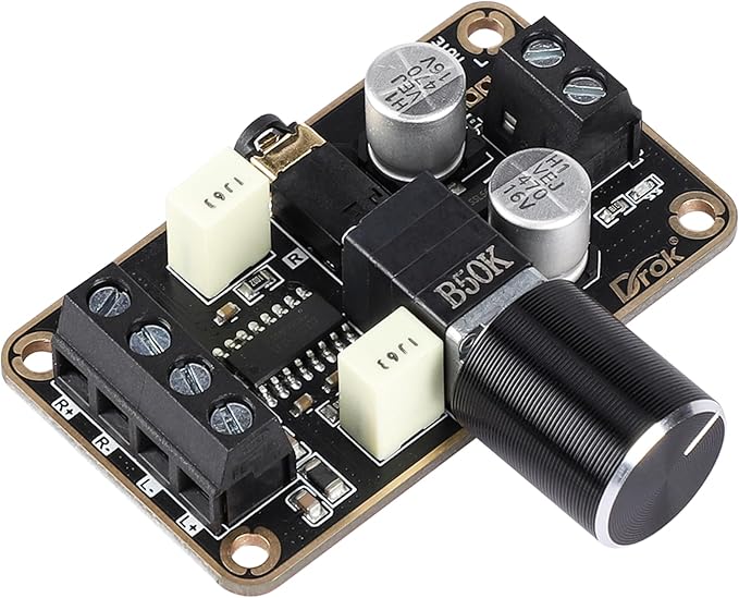 DROK 5W+5W Mini Audio Amplifier Board PAM8406 DC 5V Digital Stereo Power Amp 2.0 Dual Channel Class D Amplify Module for Speaker Sound System DIY