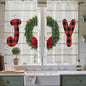 Christmas Wreaths Window Curtains 63 Inch Long 2 Panel Set, Rod Pocket Bedroom by Unknown