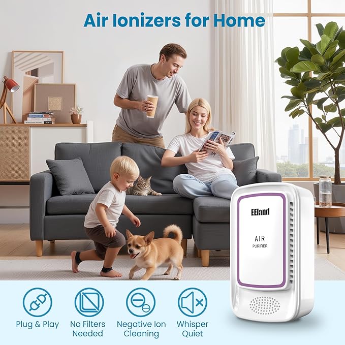 Cat Litter Deodorizer Plug in - Ozone-Free Negative Ion Air Purifier for Litter Box, Compact Odor Eliminator for Strong Pet Odors, Quiet Air Freshener for Home, Bedroom, Kitchen