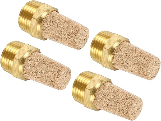 MECCANIXITY 4pcs Male Air Pneumatic Mufflers 1/2" NPT Male Sintered Bronze by MECCANIXITY
