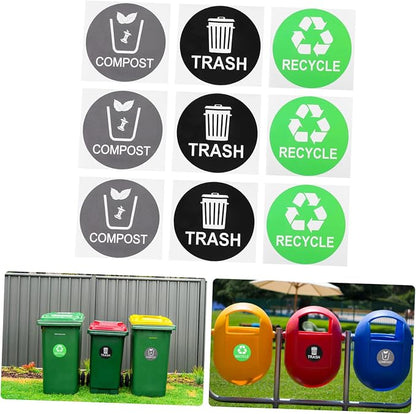 Garbage Can Recycling Stickers 9pcs Waste Sorting Decals Removable Adhesive - Image 8