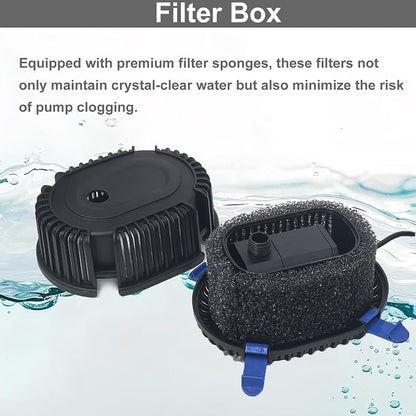 Pond Filter with Pump Fountain Kits, Submersible Pump Pond Fountain Koi Pond - Image 5