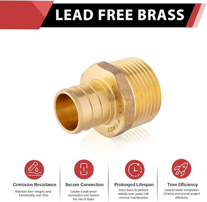 4 Pieces EFIELD Barb Crimp Pex 1/2 Inch x 1/2 Inch Male NPT Adapter Brass Brass - Image 4
