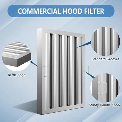Stainless Steel Commercial Kitchen Hood Filter 19.5 W x 15.5 H Inch Range Hood - Image 4