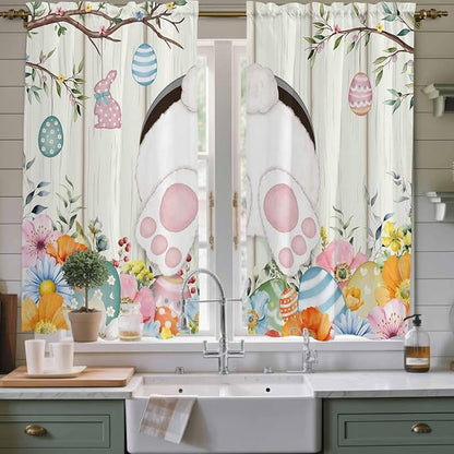Easter Window Curtains 63 Inch Long 2 Panel Set, Rod Pocket Bedroom Curtains & by Unknown