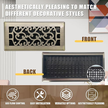 Floor Vents Register Ease Adjust 4X10 Inch Floor Air Vent Heavy Duty Walkable - Image 2