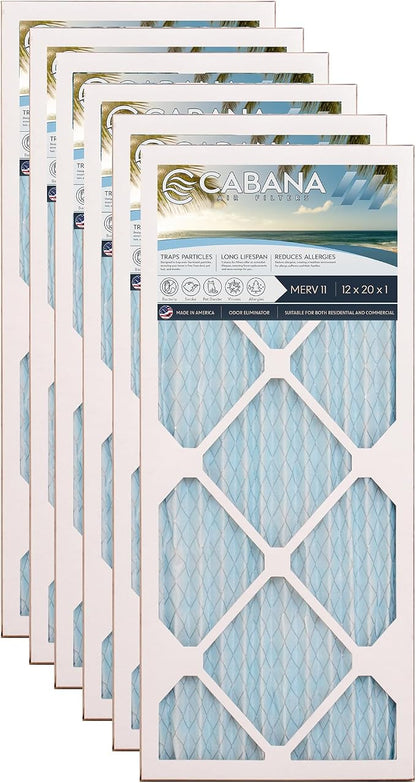 Cabana Filters 6-Pack 12x20x1 MERV 11 AC Furnace Air Filter by CabanaAirFilters